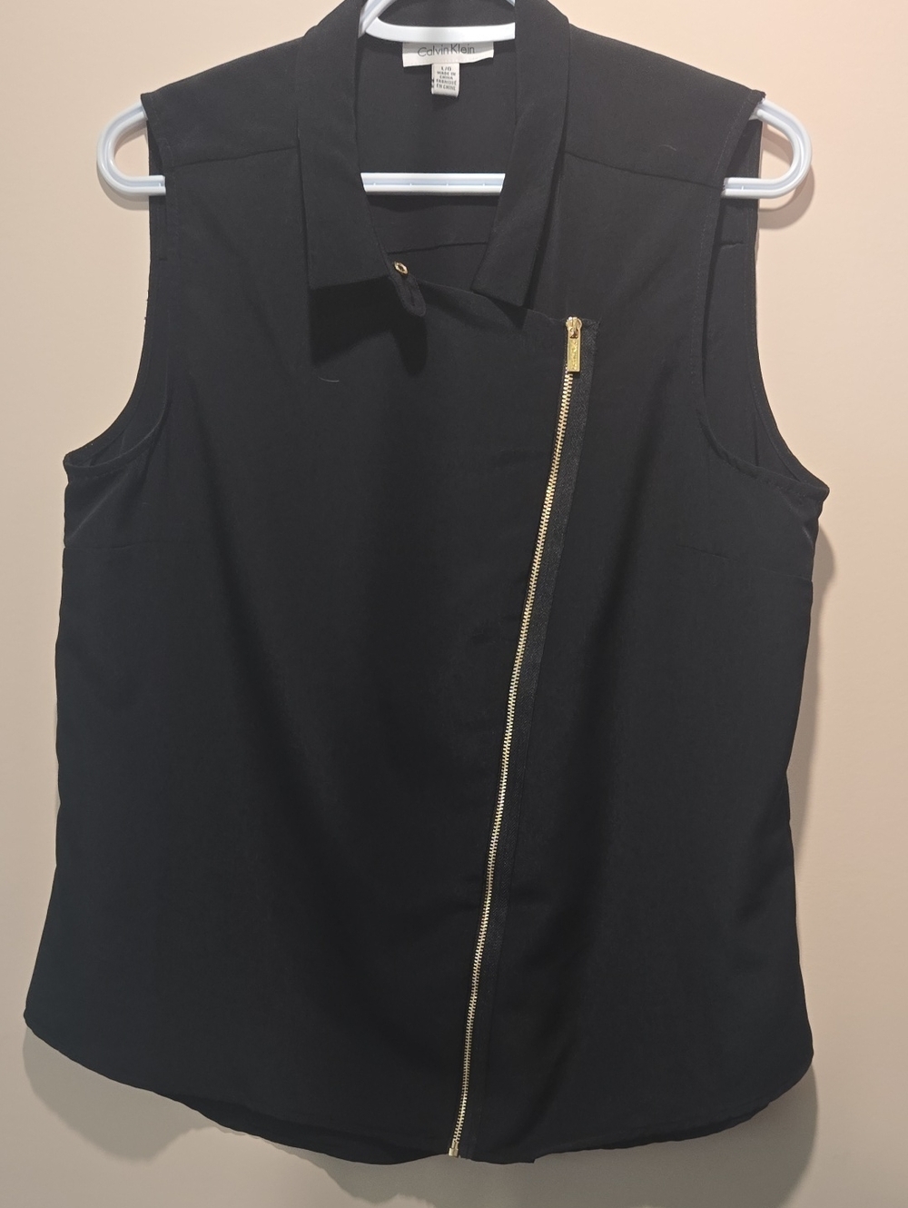 Calvin Klein Black Sleeveless Zip-Accent Top